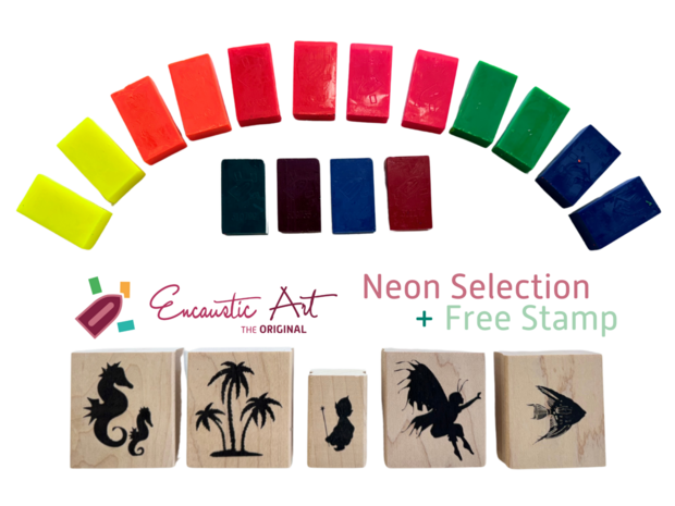 Encaustic Art Wachs - Neon Sortiment + kostenloser Stempel